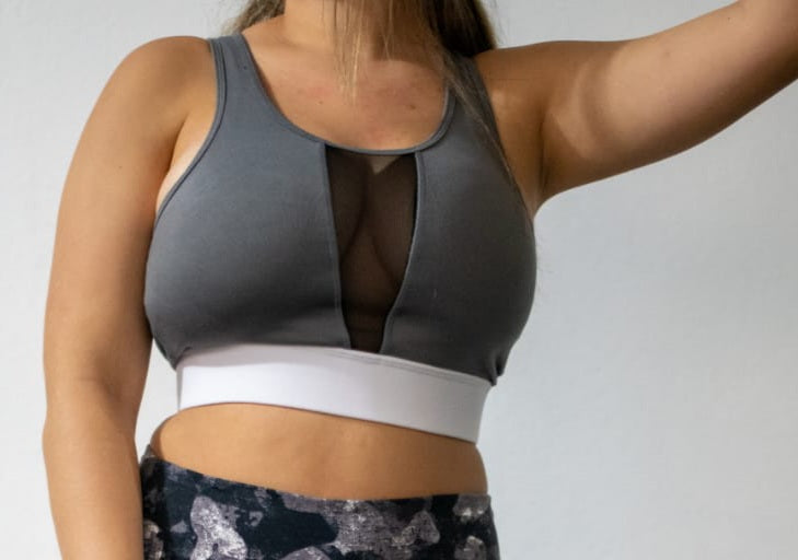 Band Mesh Sports Bra Colorblock Grey