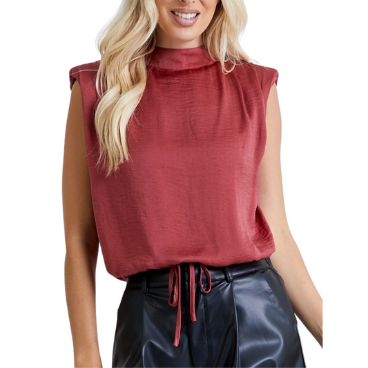 SHOULDER SATIN TOP