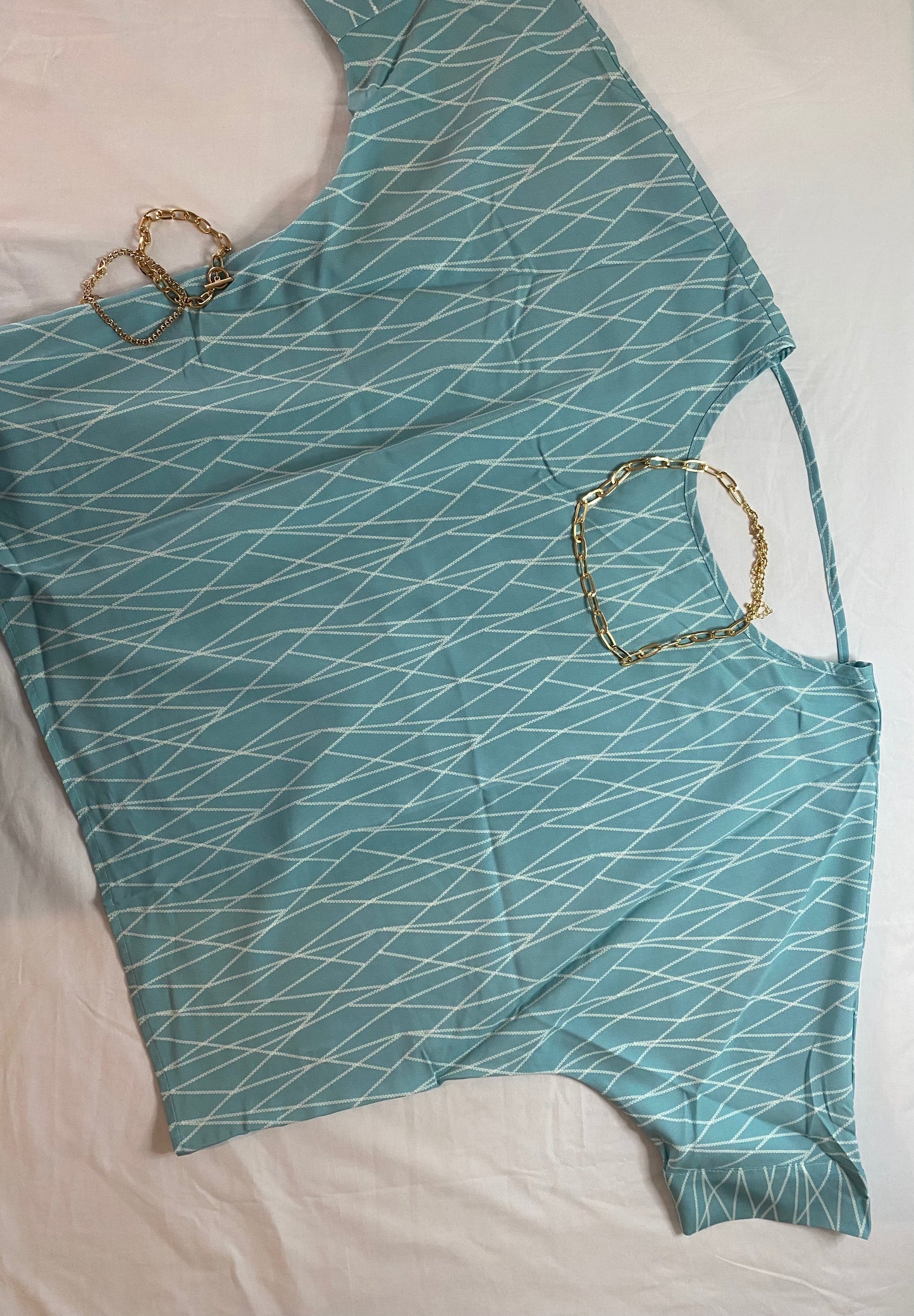 Drop Shoulder Printed Woven Batwing Top