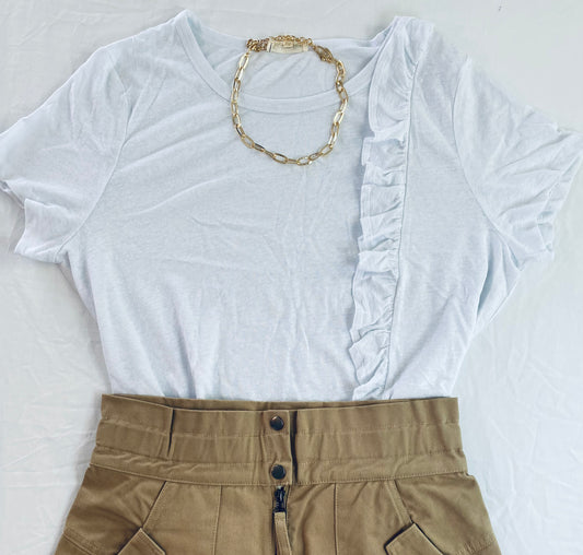 Flowing Ruffle White Top
