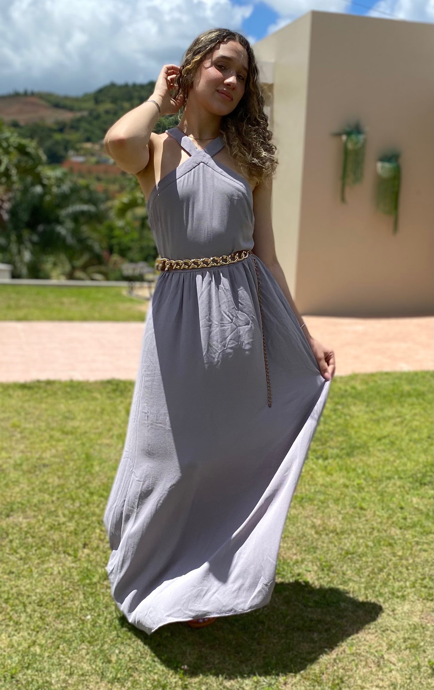 Elegant Halter Neck Maxi Dress