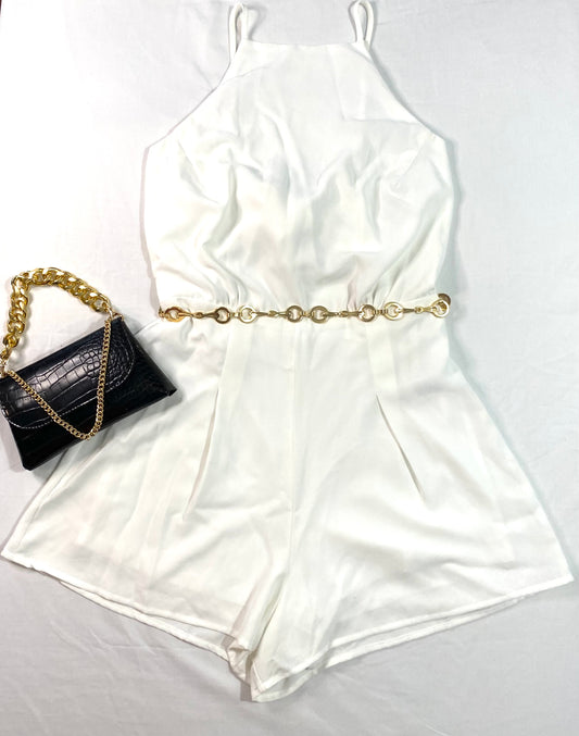 Sleeveless Romper And Tie At The Waist