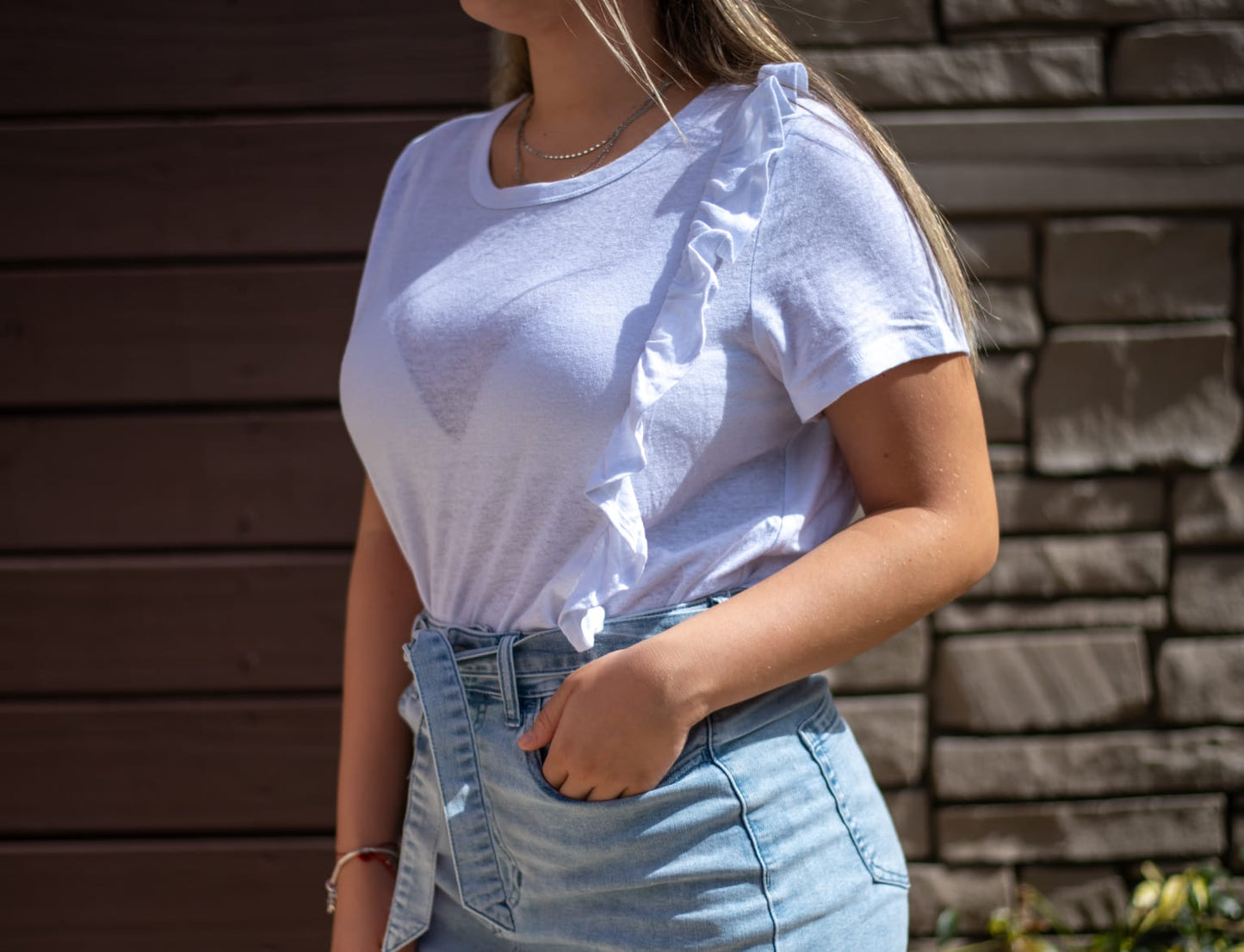 Flowing Ruffle White Top