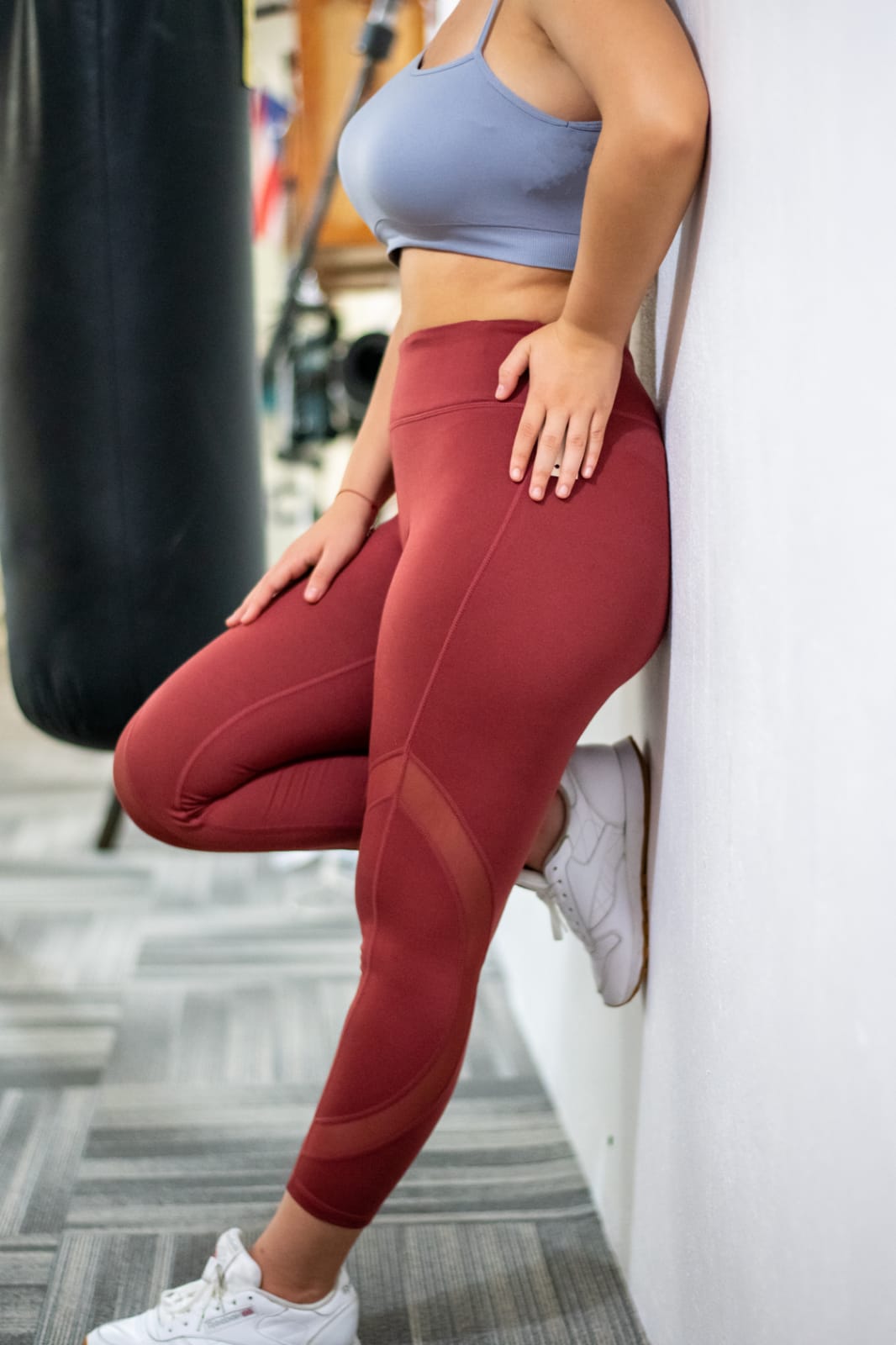 Circular Mesh Panel Terracotta Capri Leggings