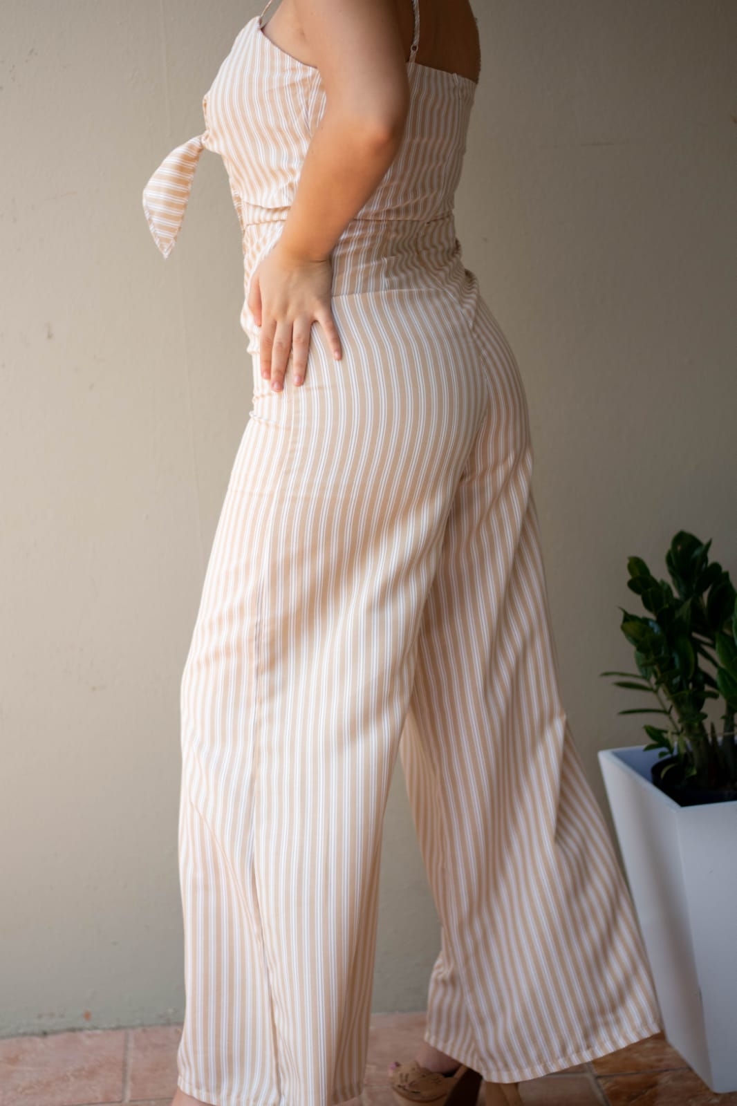 Striped Taupe Jumpsuit