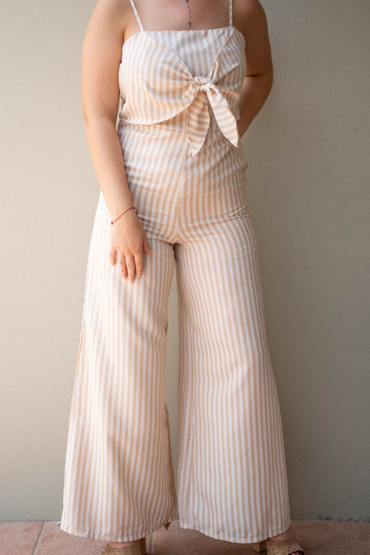 Striped Taupe Jumpsuit