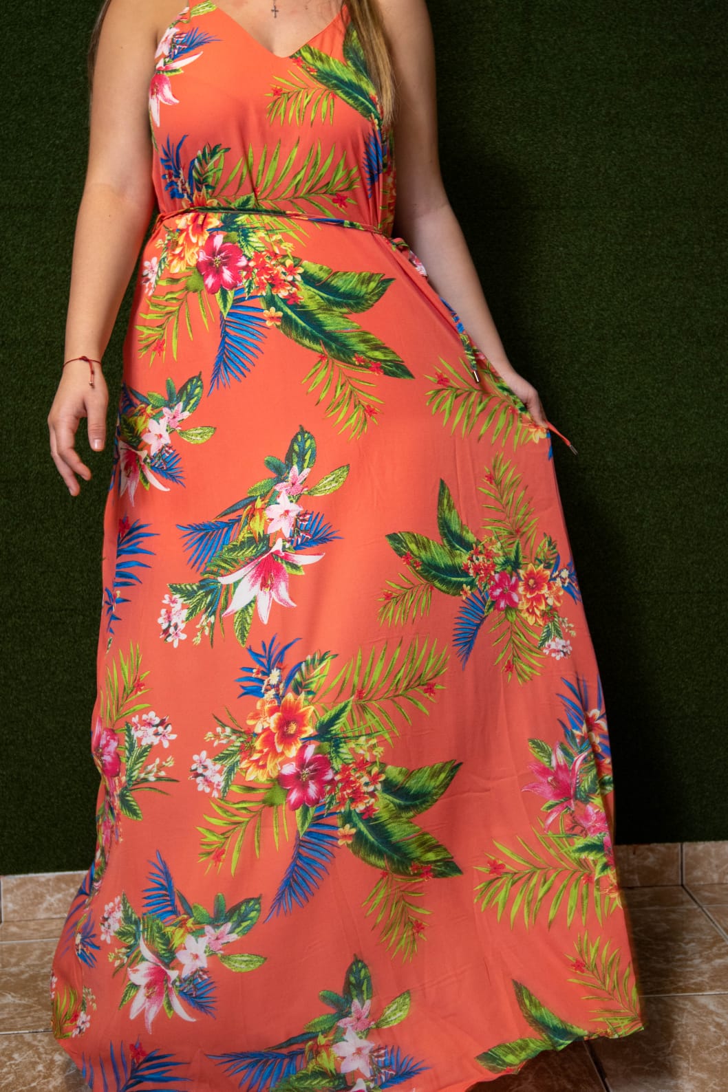 Tropical Print Maxi Dress